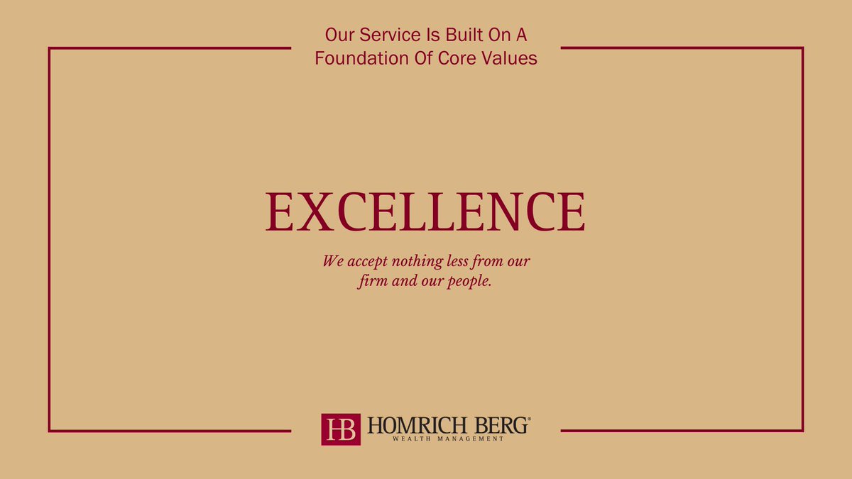 We accept nothing less from our firm and our people, and we believe hard work and attention to detail are critical in our complex and evolving profession.

Learn more: bit.ly/3Sb8xyh

#Homrichberg #RIA #Feeonly #Fiduciary #Wealthmanagement