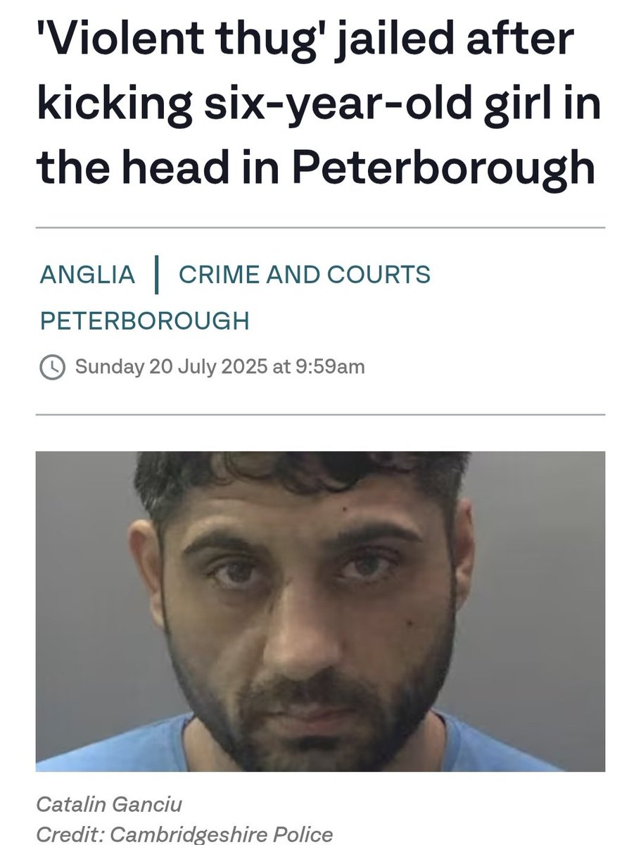 politicseu7's tweet image. Violent thug' jailed after kicking six-year-old girl in the head in Peterborough
Catalin Ganciu, 28, was in Lincoln Road, in Millfield, Peterborough when he ran towards the girl and kicked her in the head, knocking her to the ground
Diversity is our strength