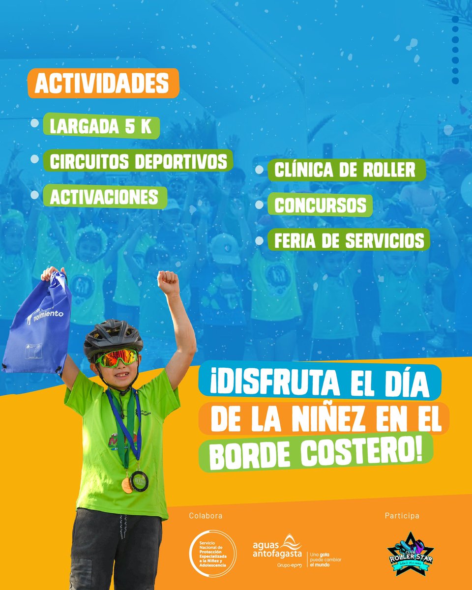 ¡Ven a correr al borde costero!🏃‍♀️

El próximo domingo 03 de agosto se parte de la fiesta por la niñez, desde las 09:30 horas disfruta de diversas actividades deportivas🫶

Esta iniciativa es presentada por Escondida | BHP.

Inscríbete en survey123.arcgis.com/share/d0fddac8…