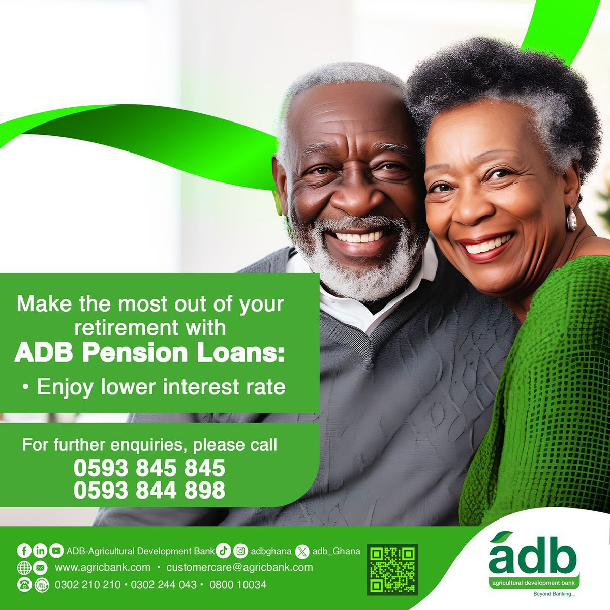 adb_Ghana's tweet image. Retired doesn’t mean expired! Enjoy fast access, flexible terms, and lower interest rates with ADB Pension Loans.
ADB, Beyond Banking…
