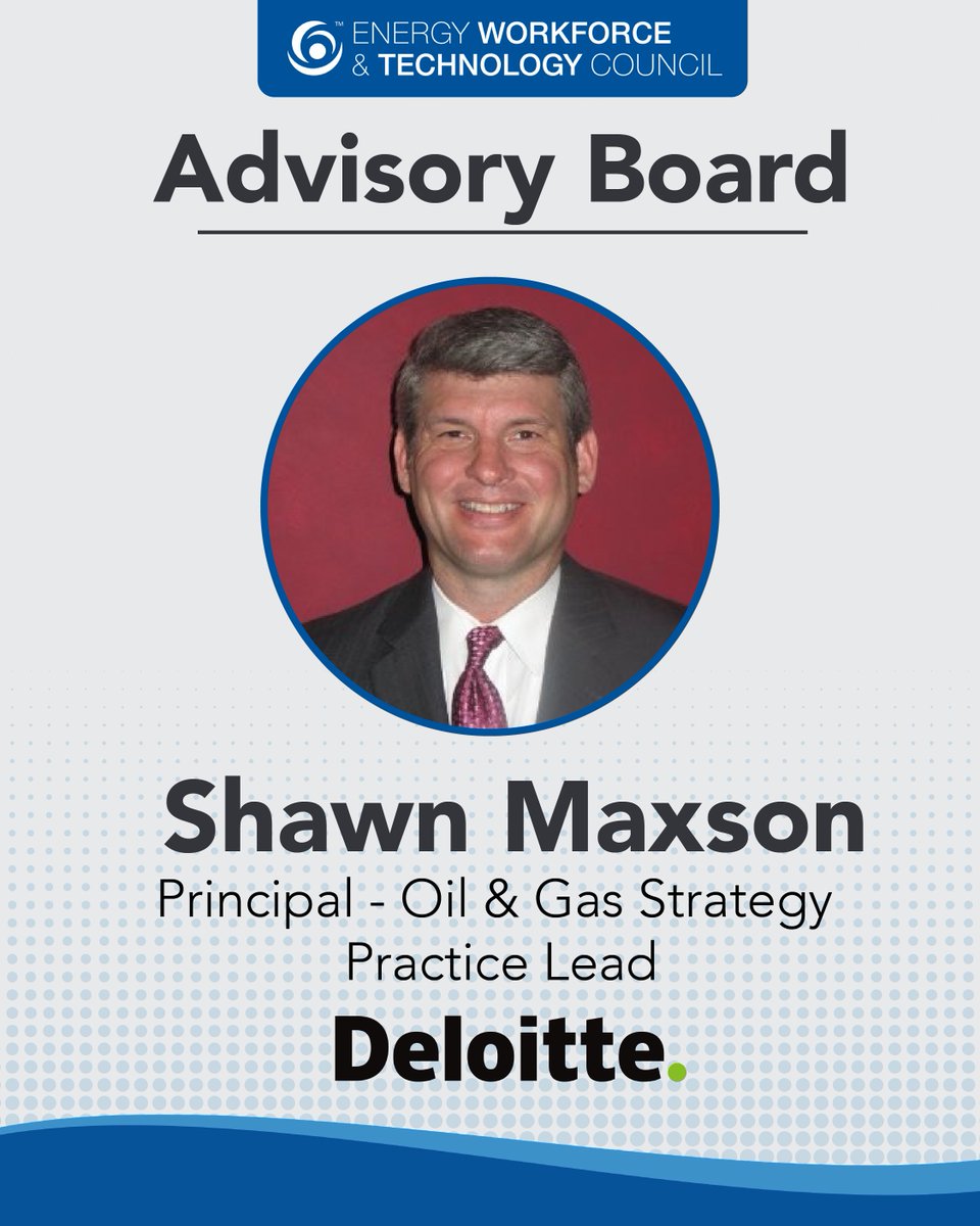 EnergyWorkforce's tweet image. Energy Workforce & Technology Council is proud to announce the appointment of three new members to its Advisory Board.
New Advisory Board members include:
➡️Stuart Bodden, President & CEO, @RangerEnergy
➡️Shawn Maxson, Principal – Oil and Gas Strategy Practice Lead, @Deloitte…