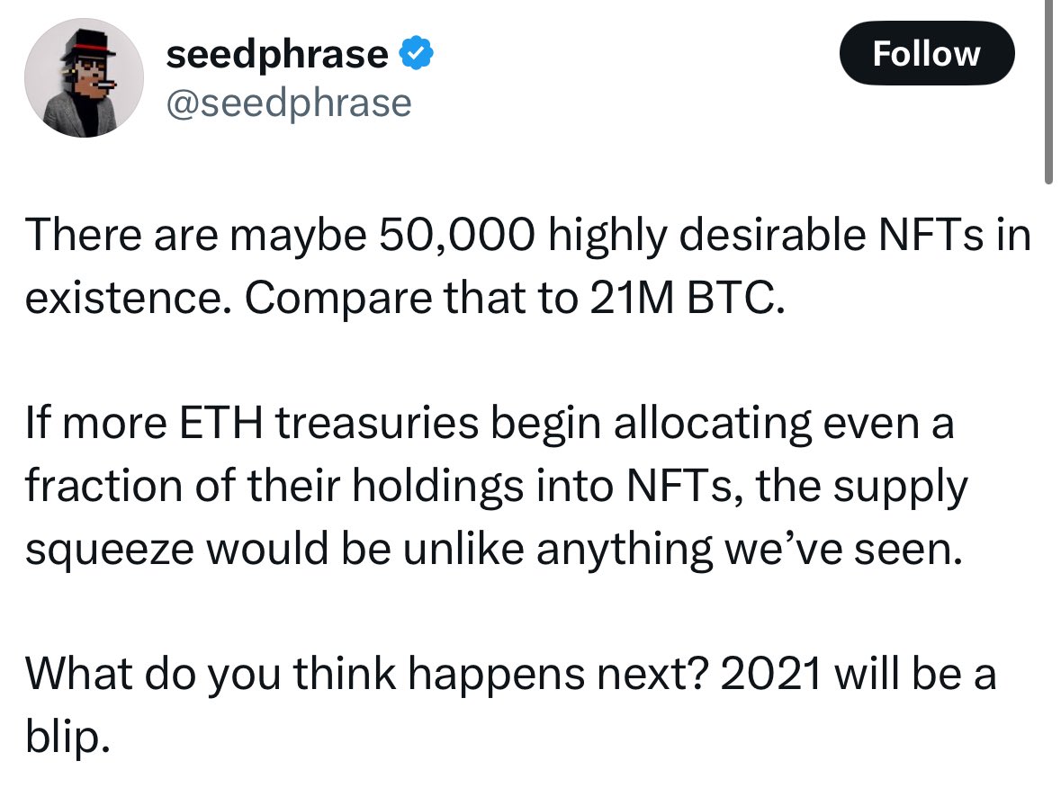 BAYC- 10,000
MAYC- 20,000
Koda- 10,000
CryptoPunks- 10,000

That’s the 50,000 highly desirable NFTs in existence