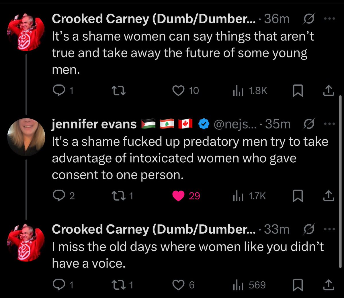 These are just some of the responses after an egregious verdict in a rape case that found 5 men not guilty of raping a woman in Canada. How are women supposed to come forward and report their abusers if this is how their judicial system will leave them. I fucking hate men