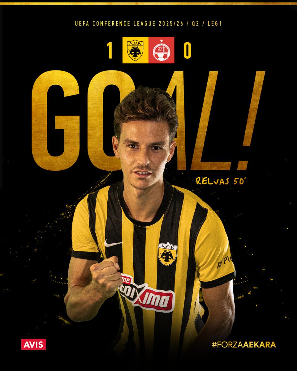 AEK_FC_OFFICIAL's tweet image. 50’ Ο Μάνταλος εκτέλεσε κόρνερ και ο Ρέλβας με καρφωτή κεφαλιά έστειλε τη μπάλα στα δίχτυα για το 1-0!!!
#aekfc #aekfcseason2025_2026 #aekhbs #UEFAConferenceLeague