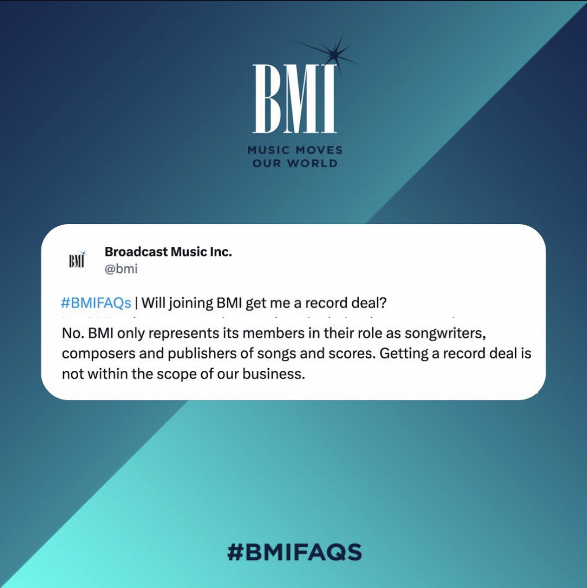 Click here, bmi.com/faq, for more information and to see other frequently asked questions. #BMIFAQs