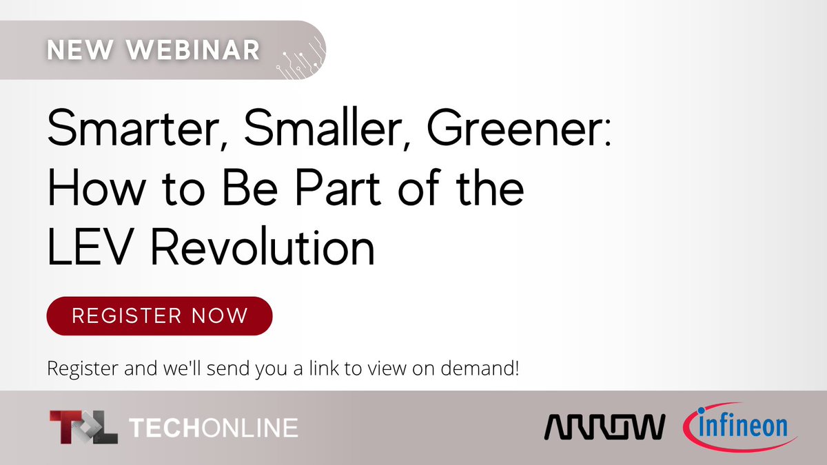 eetimes's tweet image. Join us as we explore the world of Light Electric Vehicles (LEVs) in this insightful webinar.
➡️ Learn more: arw.li/60114snNZ
#Sponsored by @ArrowGlobal and @infineon
