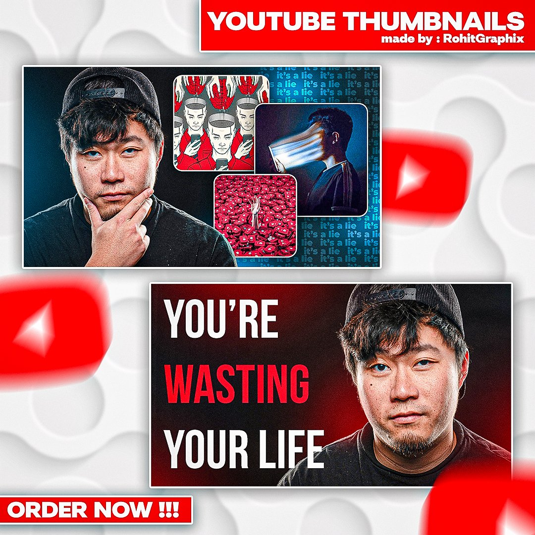 RohitGraphix's tweet image. YouTube Thumbnails
 Want Yours? Dm now  

Like, Comment, Share  
Reshare appreciated  
Made in Photoshop  

(thumbnail, thumbnail designer, thumbnail design, graphic design, graphic designer, youtube thumbnail, youtube, photoshop, need a thumbnail, thumbnail artist, client work)
