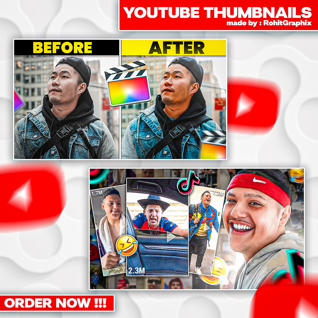 RohitGraphix's tweet image. YouTube Thumbnails
 Want Yours? Dm now  

Like, Comment, Share  
Reshare appreciated  
Made in Photoshop  

(thumbnail, thumbnail designer, thumbnail design, graphic design, graphic designer, youtube thumbnail, youtube, photoshop, need a thumbnail, thumbnail artist, client work)