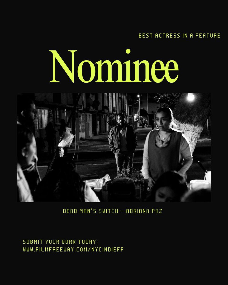 🎬 Adriana Paz
Nominated for Best Actress in a Feature for Dead Man’s Switch at the NYC Indie Film Festival! 🌃
A gripping and unforgettable performance that lit up the shadows of every scene.

📽 Submit your film today: nycindieff.com/submit/