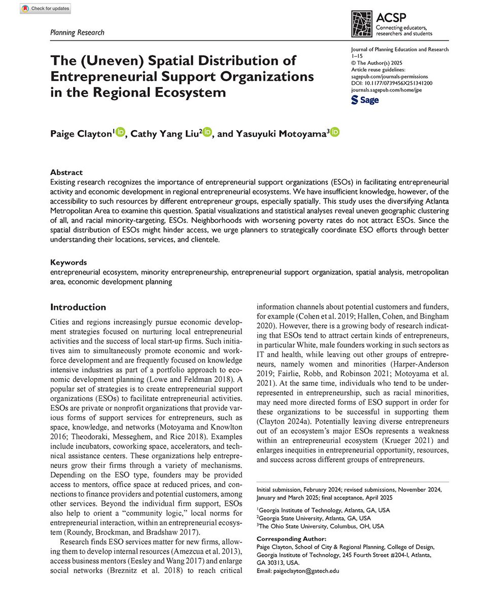 KnowltonOSU's tweet image. Associate Professor Motoyama published:
—“The (Uneven) Spatial Distribution of Entrepreneurial Support Organizations in the Regional Ecosystem”
—“Spatial Heterogeneities in Healthcare Visits and their Socioeconomic Determinants: A Comprehensive Analysis Using Traffic Flow Data”