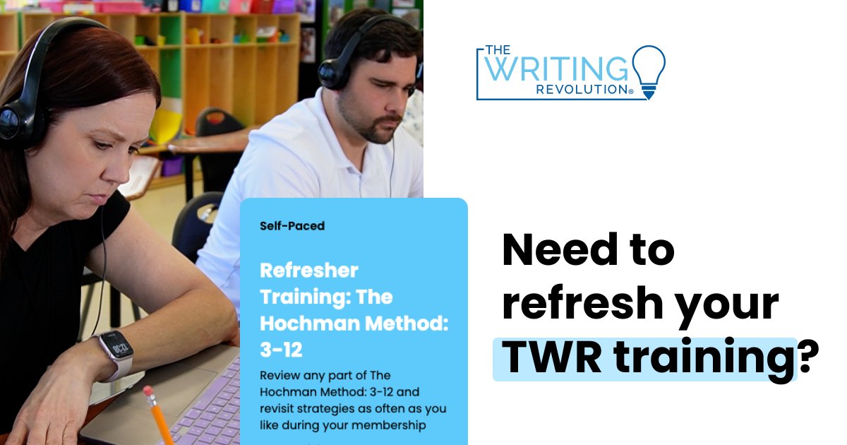 TheWritingRevol's tweet image. Been a minute since your Hochman Method training?
Like a "was it 2024...or maybe 2023" kind of minute?
Yeah, we get it.
That’s why we created the Refresher Training + MyTWR Tools membership — a flexible, self-paced way to revisit the strategies you meant to keep using (no…