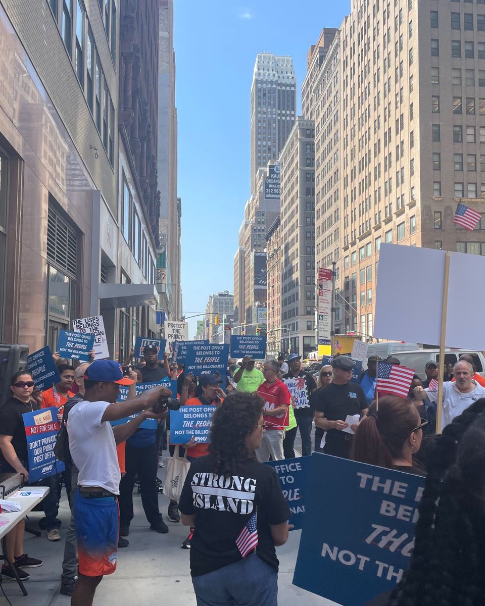 NYSAFLCIO's tweet image. Rally today in NYC against privatizing the postal service. US Mail is NOT for sale! #UnionStrong