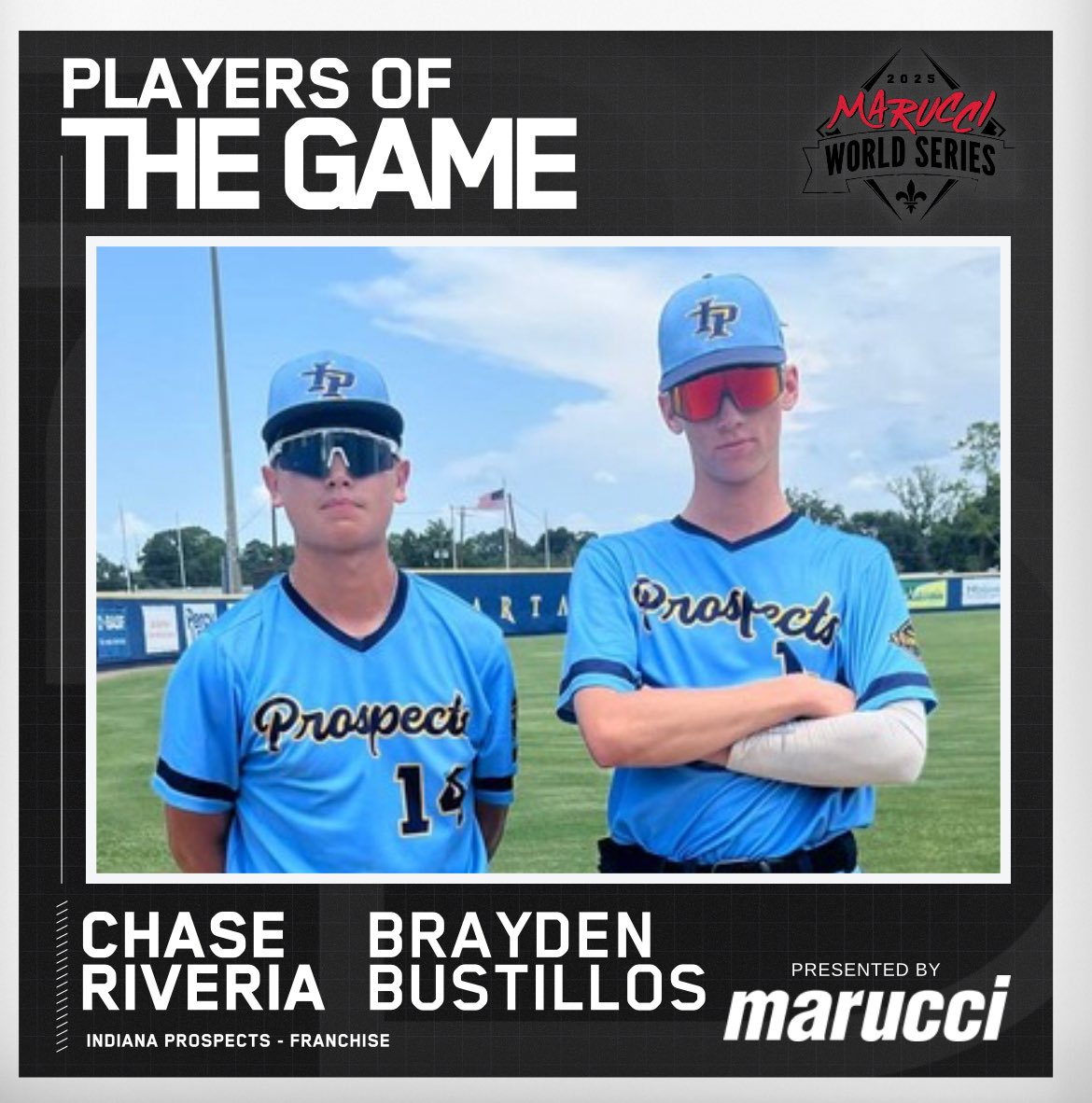 2DsportsLA's tweet image. ⭐️Players of the Game⭐️

Chase Riveria 
Brayden Bustillos 
Indiana Prospects - Franchise 

#MWS25
@maruccisports