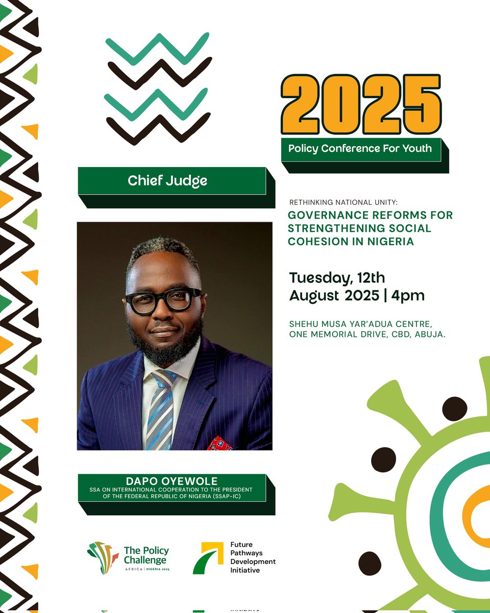 ThePolicyNG's tweet image. Meet the Chief Judge Dapo Oyewole! 

A global leader in development &amp;amp; governance.

Dapo brings deep policy expertise and strategic insight to #PolicyChallenge2025.

Harvard. Yale. LSE. Enough said. 
#PublicPolicy