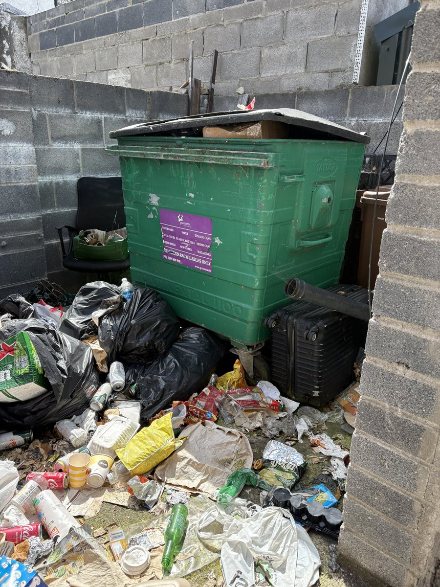 HelenORahilly's tweet image. Reported to @DubCityCouncil 2 weeks ago. Right beside a food shop. Nothing so far. Festering in the summer heat. It’s third world stuff: a health hazard for people living near it. Neighbours have reported it too. Zero action.