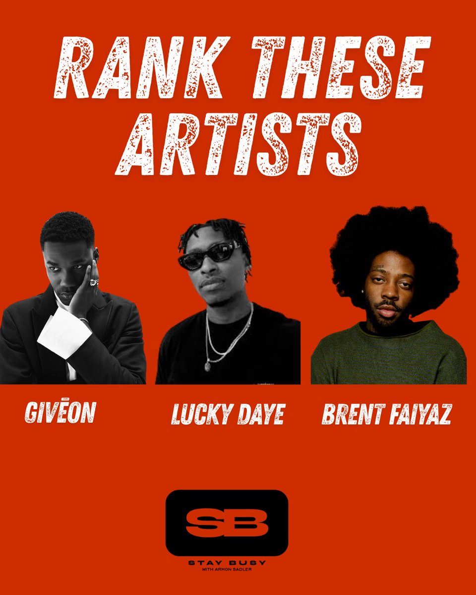 Carl asked the question and Armon still doesn’t know his answer. So we ask you all, rank these three male R&amp;B acts! 

Episode 125 “JAVANTE” ft. @therealcl24  is out now for all listeners/viewers!

linktr.ee/staybusypod?ut…

#BillboardHot100 #Gievon #LuckyDaye #BrentFaiyaz #R&amp;B