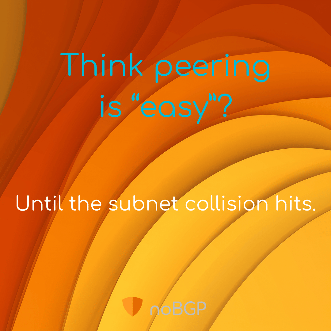 no_bgp's tweet image. Peering works—until it doesn’t. Subnet conflicts and NAT headaches are solved with noBGP. #networkingproblems