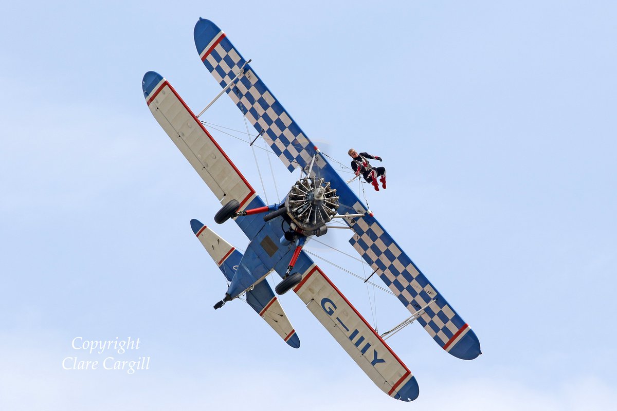 One of the <a href="/aerosuperbatics/">AeroSuperBatics WingWalkers</a> Wingwalkers between poses <a href="/IWMDuxford/">IWM Duxford</a> Summer Show