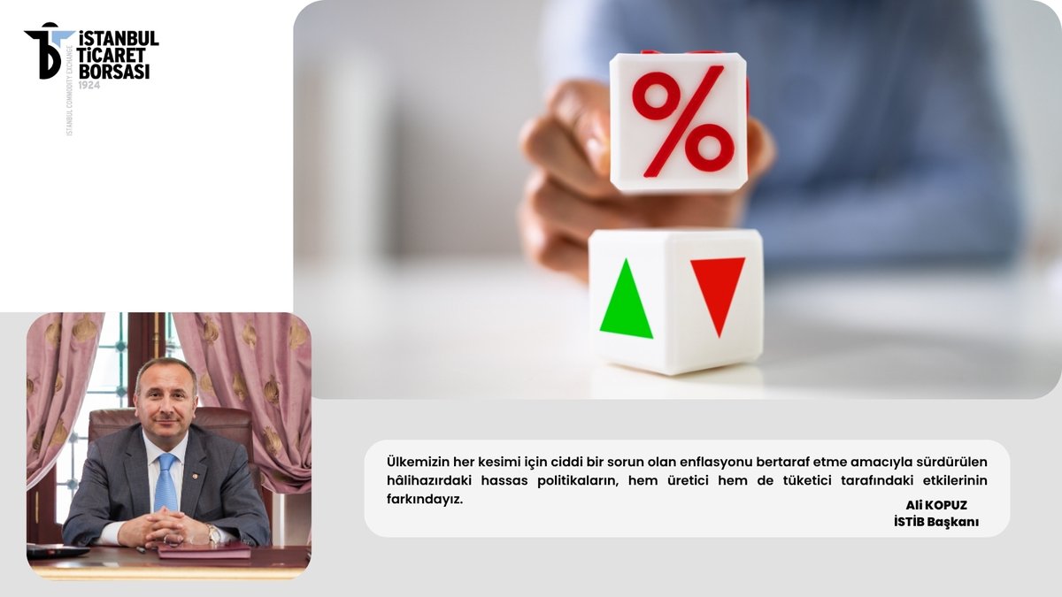 İstanbul Ticaret Borsası Başkanı Ali Kopuz, Türkiye Cumhuriyet Merkez Bankası (TCMB) Para Politikası Kurulu'nun, politika faizini yüzde 43’e indirme kararını değerlendirdi.  tinyurl.com/35aw2k9h