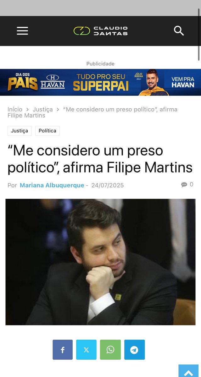 carlosfportinho's tweet image. Sim. Na “democracia relativa” do Brasil há PRESOS POLITICOS.
Esse somente mais um exemplo.
Como há perseguição politica e isso a confirma!
Não. Democracia aqui não é !
claudiodantas.com.br/me-considero-u…
