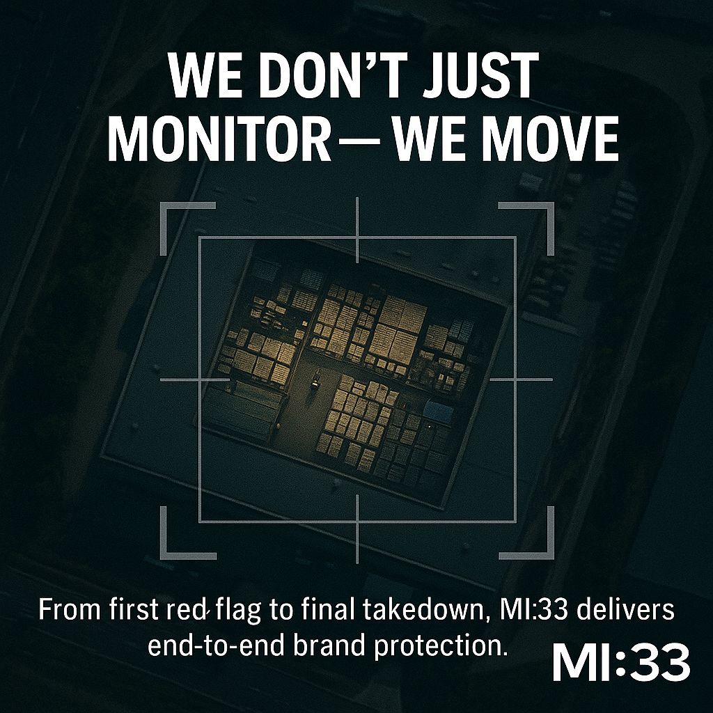 We don’t just monitor — we move. Caption: From first red flag to final takedown, MI:33 delivers end-to-end brand protection. mi33.co