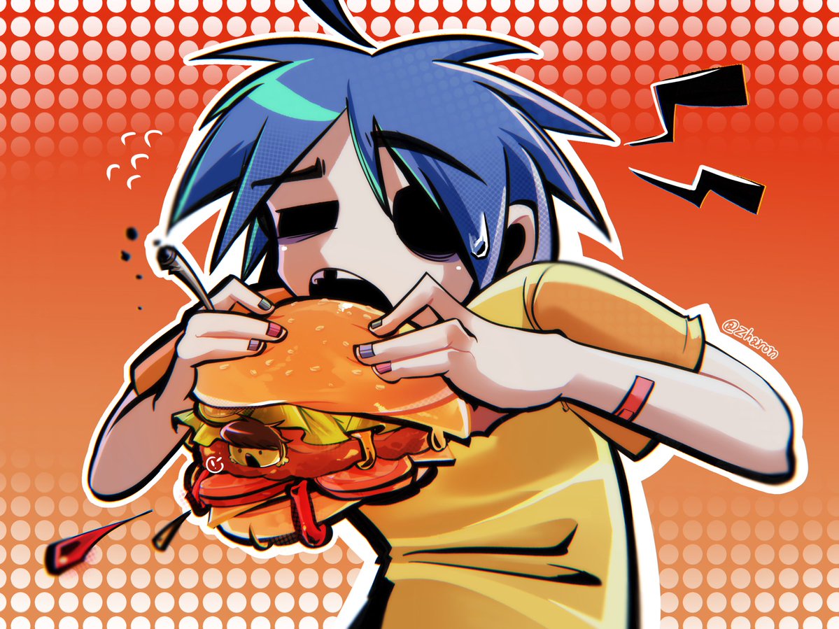 _Zharon's tweet image. Burger boi 👀🍔 #gorillaz