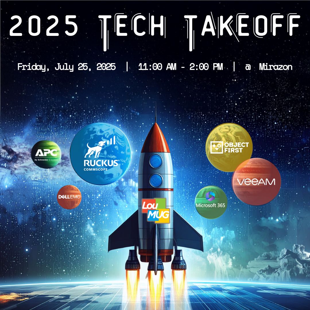 Mirazon's tweet image. We&apos;re less than 24 hours from liftoff! 🚀 Don’t miss #TechTakeoff—the July #LouMUG event packed with hands-on #Dell tech, expert-led demo stations, food trucks, prizes, and more. There&apos;s still time to register: 👇
bit.ly/3GzW4o2