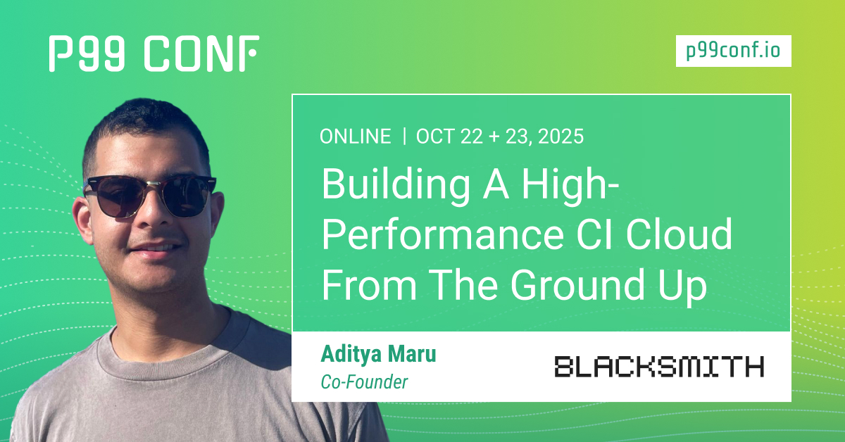 At our free, virtual, and highly technical <a href="/P99CONF/">P99CONF</a>, <a href="/adityamaru27/">Aditya Maru</a> will explain why tailored bare-metal beats hyperscalers and Blacksmith's lessons learned from building a high-performance CI cloud from scratch. Sign up here &gt; ow.ly/XVX750WuOzY

#ScyllaDB #P99CONF