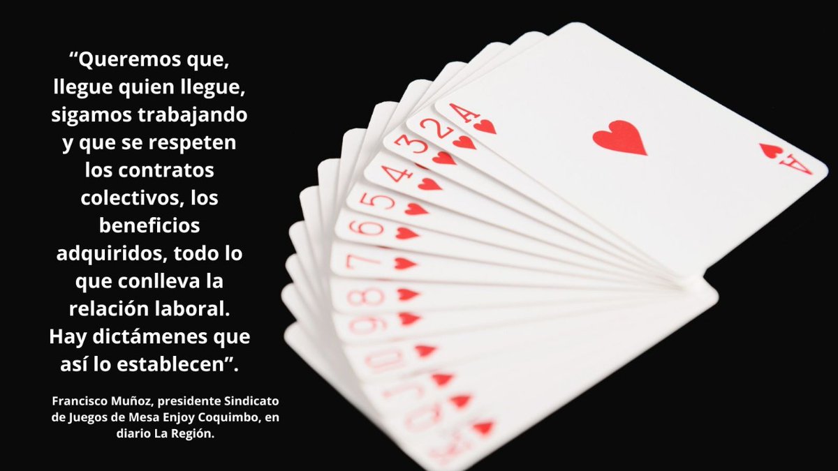 La renuncia de los  operadores de <a href="/EnjoyCasinos/">Enjoy Casinos</a> a concesión en #Coquimbo no puede ser sinónimo de incertidumbre laboral. 
La Superintendencia de Casinos de Juego debe pronunciarse y respetar dictámenes existentes. 
#NuestrosDerechosNoSonUnJuego 
diariolaregion.cl/renuncia-de-en…