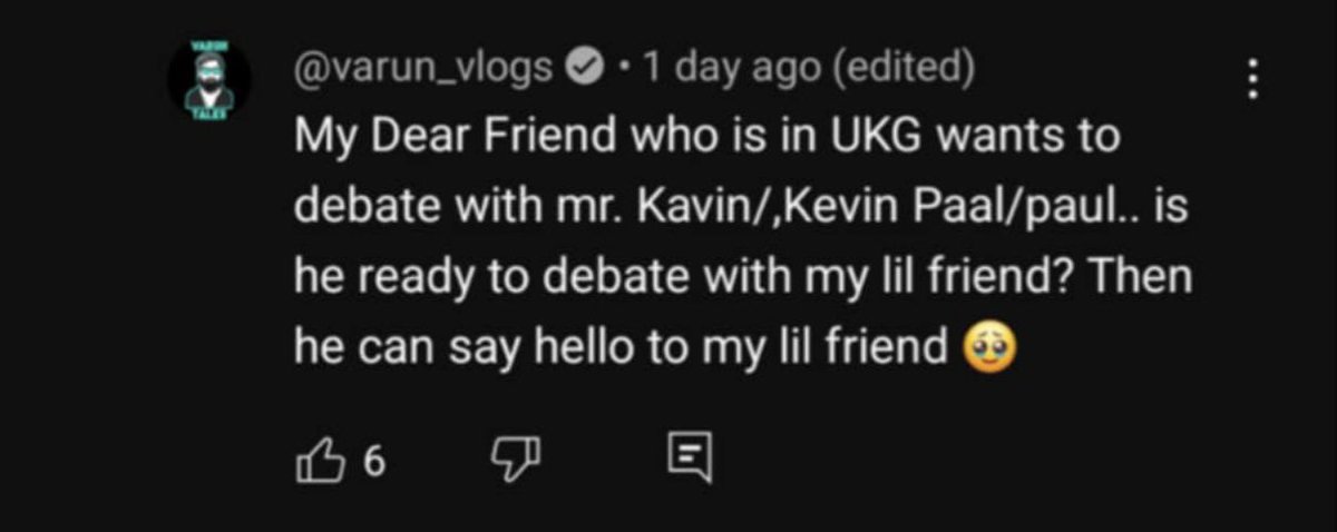 kevinpaulshow's tweet image. நீங்கள் படத்தில் பார்ப்பது திரு. வருணின் கமன்ட்.
நண்பர் ஒருவர் இந்த screenshot அனுப்பியிருந்தார். இதன் உண்மைத்தன்மையை உறுதி செய்யாமல் இந்தப் பதிவை எழுதுகிறேன். (வருணின் சேனலில் இந்தக் கமன்ட்டைத் தேடினேன், கிடைக்கவில்லை. அவர் அதை delete செய்திருக்கலாம்).
திரு. பாரி சாலன்…