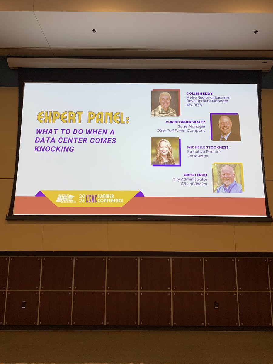 greatermncities's tweet image. With the explosive growth of data centers in MN, our panelists offer advice on what cities & local govts should know when approached for data center development. #CGMCSummer25