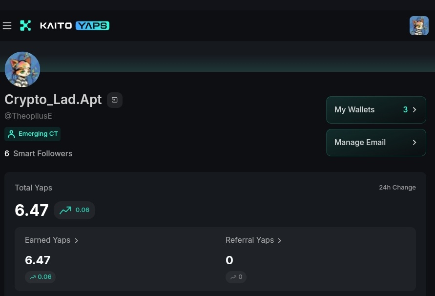 Finally broke out of Yap Jail 🎉

<a href="/KaitoAI/">Kaito AI 🌊</a> is now awarding me Yaps for my Aptos contents 😁.

Time to start putting out more qaulity contents.

My main focus will still be <a href="/Aptos/">Aptos</a> ecosystem, which I've grown to love.