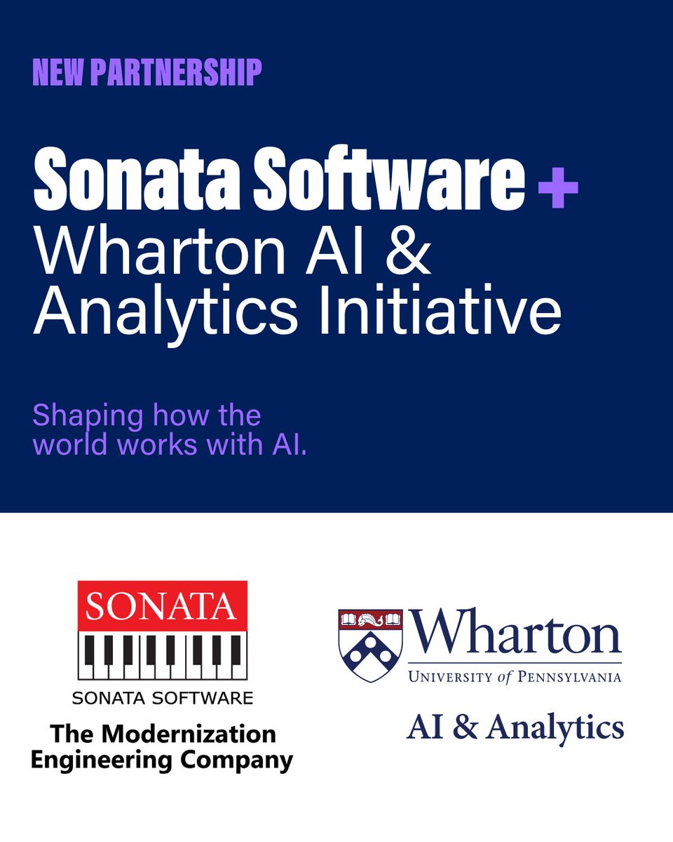WhartonAIAI's tweet image. We welcome @Sonata_Software as our newest thought leadership partner. A global leader in digital transformation, Sonata Software brings deep expertise across sectors like BFSI, Healthcare, & Retail. Together, we’re exploring the frontiers of #AgenticAI in enterprise operations.