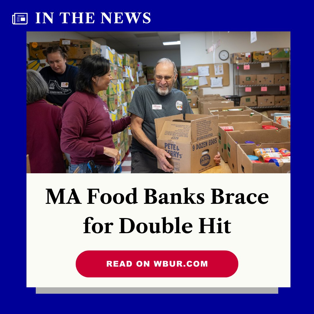 MA food banks are facing a triple threat:
📉 Steep federal food access cuts
🛒 Stricter SNAP eligibility rules
📈 Surging need

GBFB estimates the state will need $98M more per year to meet demand. We can't do it alone. Read more from WBUR: wbur.org/news/2025/07/2…

#EndHungerHere