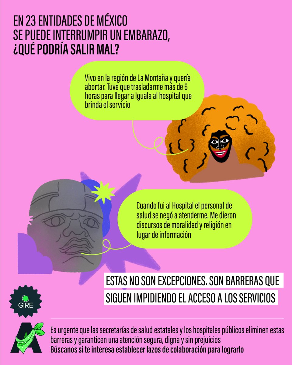 GIRE_mx's tweet image. En gran parte de México la interrupción del embarazo es legal, pero no todas las personas pueden acceder al servicio.
Si quieres colaborar en la eliminación de barreras para garantizar la atención, ¡búscanos!
👉 gire.org.mx/contactanos/
#AccesoSinBarreras