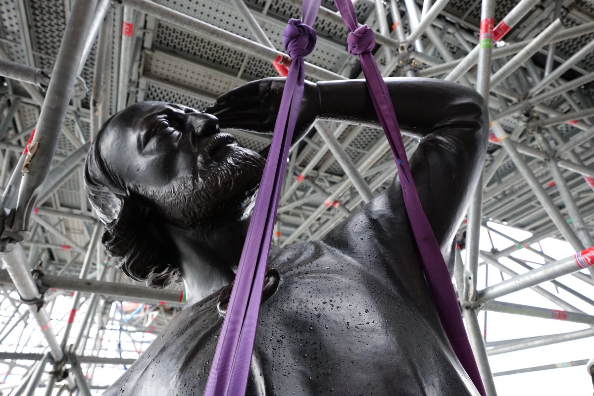 AgnesCPoirier's tweet image. In other news today. Saint Thomas is now back on #NotreDame's spire. He joined another 15 statues dating back to 1850s which had been removed for restoration only four days before the fire. The scaffolding around the #spire will now be dismantled. In a month, Notre Dame's #flèche…
