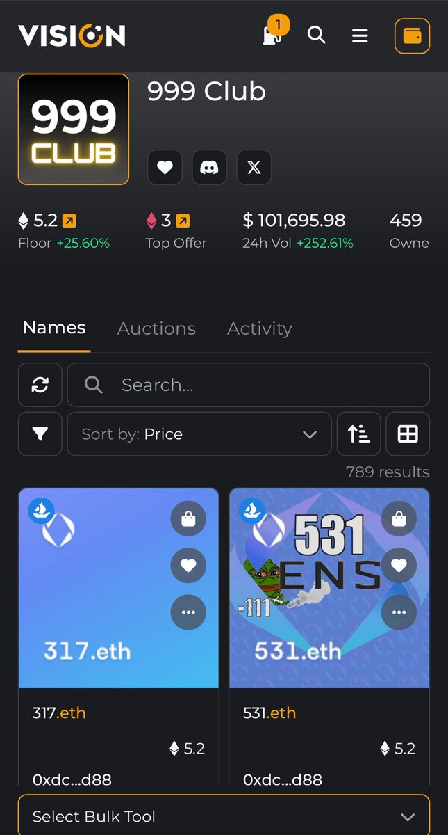 cooldown_eth's tweet image. ENS 999 floor is up 25% today yet not a single new listing. Not a single paper hand in sight.
999’s are built different.