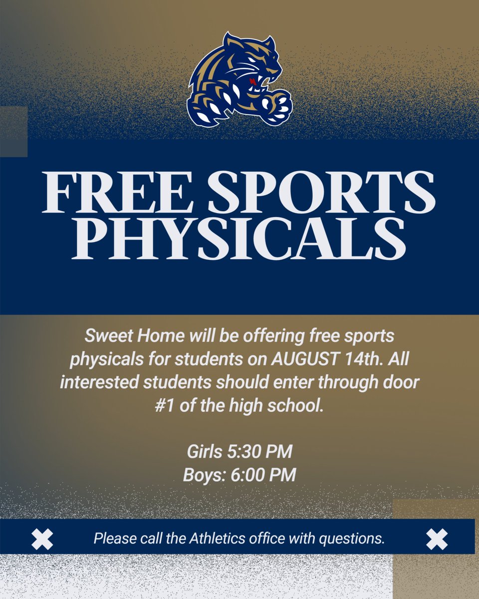 SHCSDAthletics's tweet image. Attention students in grades 7-12 who may be interested in participating in Athletics this school-year. We will be offering Free Sports Physicals on August 14th at the High School from 5:30-6:30. Don't wait until it's too late! Sports physicals are mandatory.