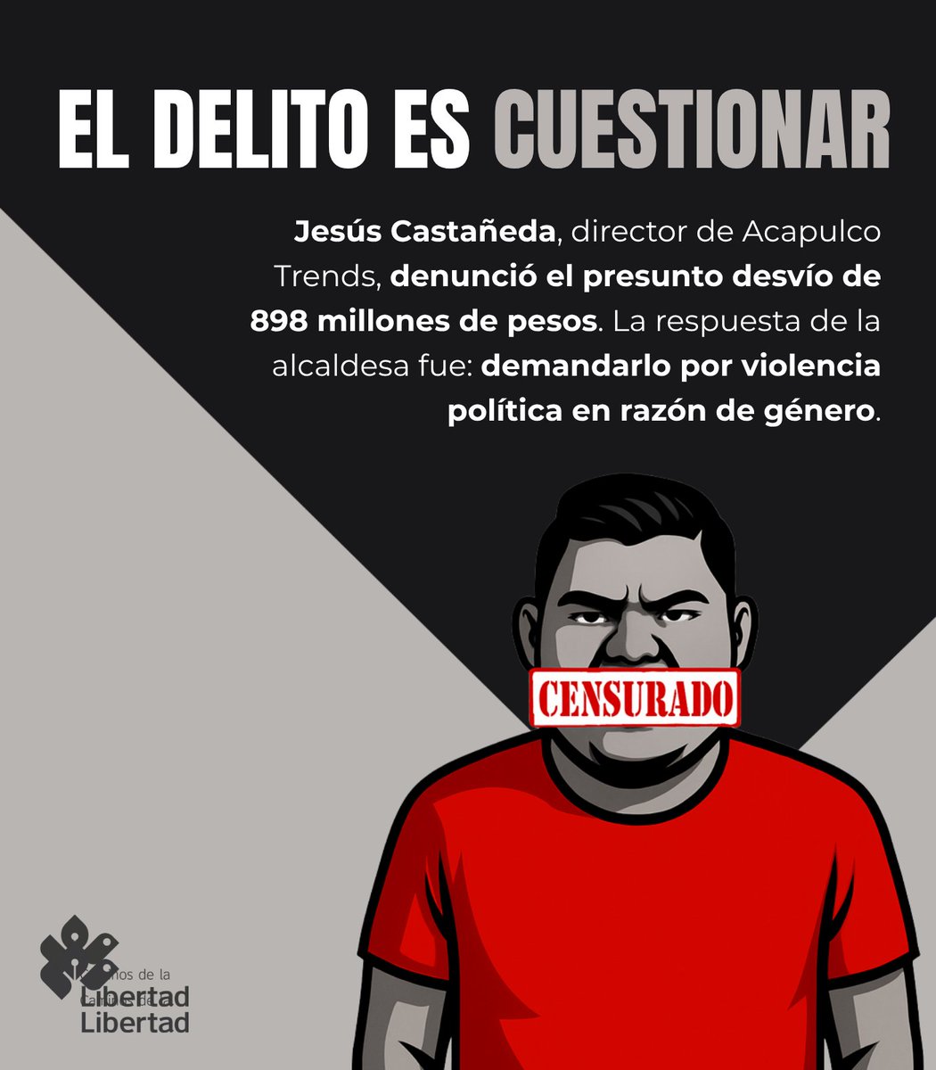 cam_lib's tweet image. 🎯 El castigo no es por robar… es por cuestionar.
En México, cuestionar al poder puede salirte más caro que ser corrupto. Jesús Castañeda denunció el posible desvío de casi mil millones de pesos en Acapulco.
¿La respuesta?
Una demanda por “violencia política de género”.
Un…