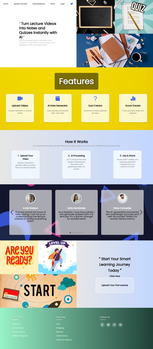 MirAhmedAl57561's tweet photo. 🚀 Just built a smart learning assistant web page that converts lecture videos into notes and quizzes using AI! 📚💡
Let me know what you think!
#WebDevelopment #HTML #CSS #AI #EdTech #Frontend #StudentTools #Coding https://t.co/xk08CgHkY8