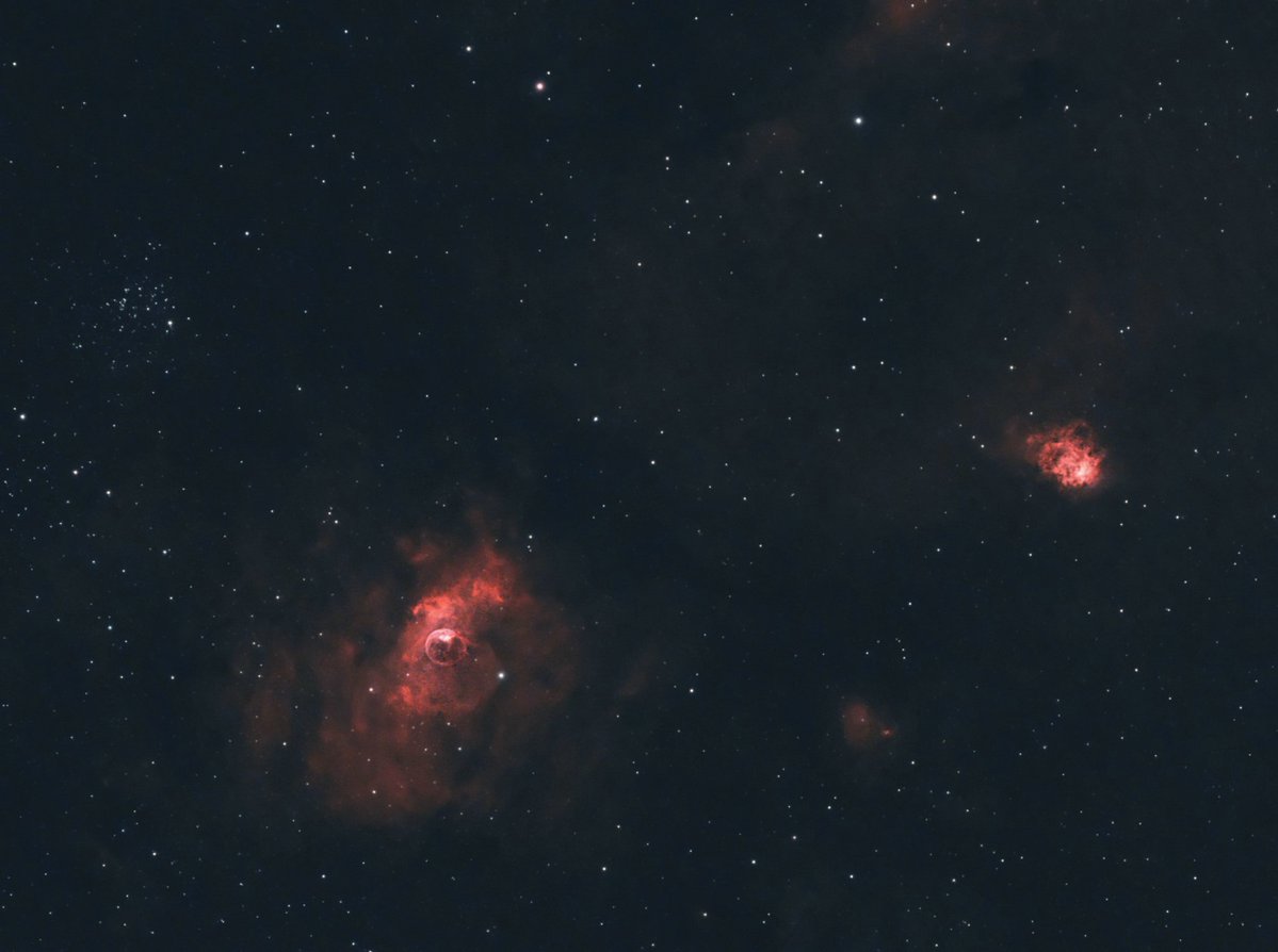 RayM5666's tweet image. The last couple of nights have been kind to me. Here is what I'm working on. First is NGC-7635, The Bubble Nebula. The second is M-71/SH2-84. Done with M-71, the globular cluster, and am going to start shooting that nebula SH2-84. Looks like a cool target to focus on.