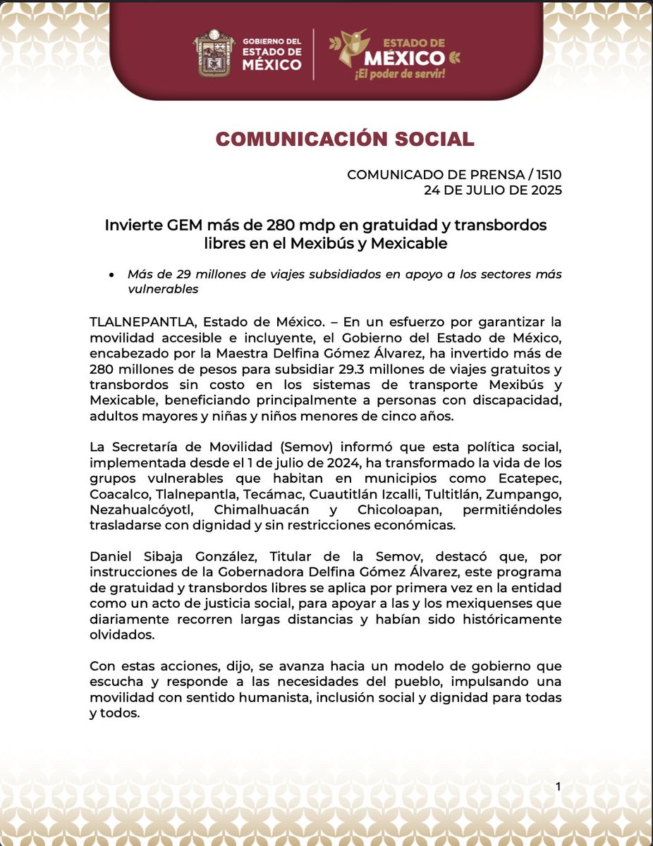 SEMOV_Edomex's tweet image. 📃 #ComunicadoDePrensa
 
Invierte @Edomex más de 280 mdp en gratuidad y transbordos libres en el Mexibús y Mexicable.
 
Más información: 👇🏼