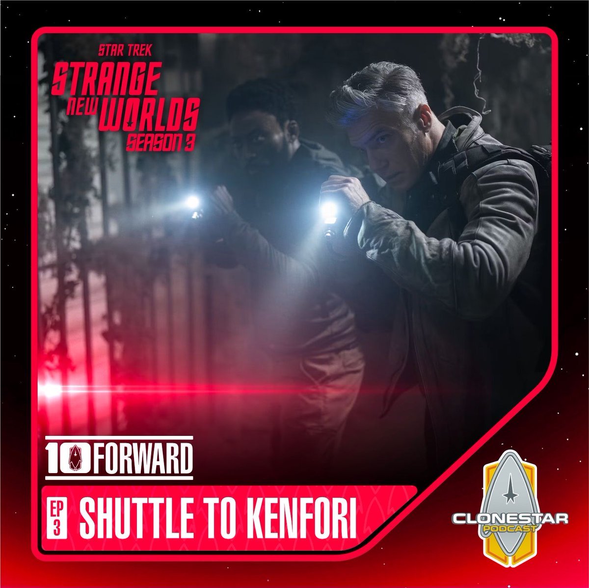 CloneStarPod's tweet image. 🔟 FORWARD
#StarTrekSNW – “Shuttle to Kenfori”
Zombies. Trauma. Hair choices. Klingon chaos.
Mike & Jodi break down S3E3 of Strange New Worlds—and it’s one weird ride.
Watch the NOW on YouTube & Patreon:
🎧 youtu.be/JdptWktyTaE
#StarTrek