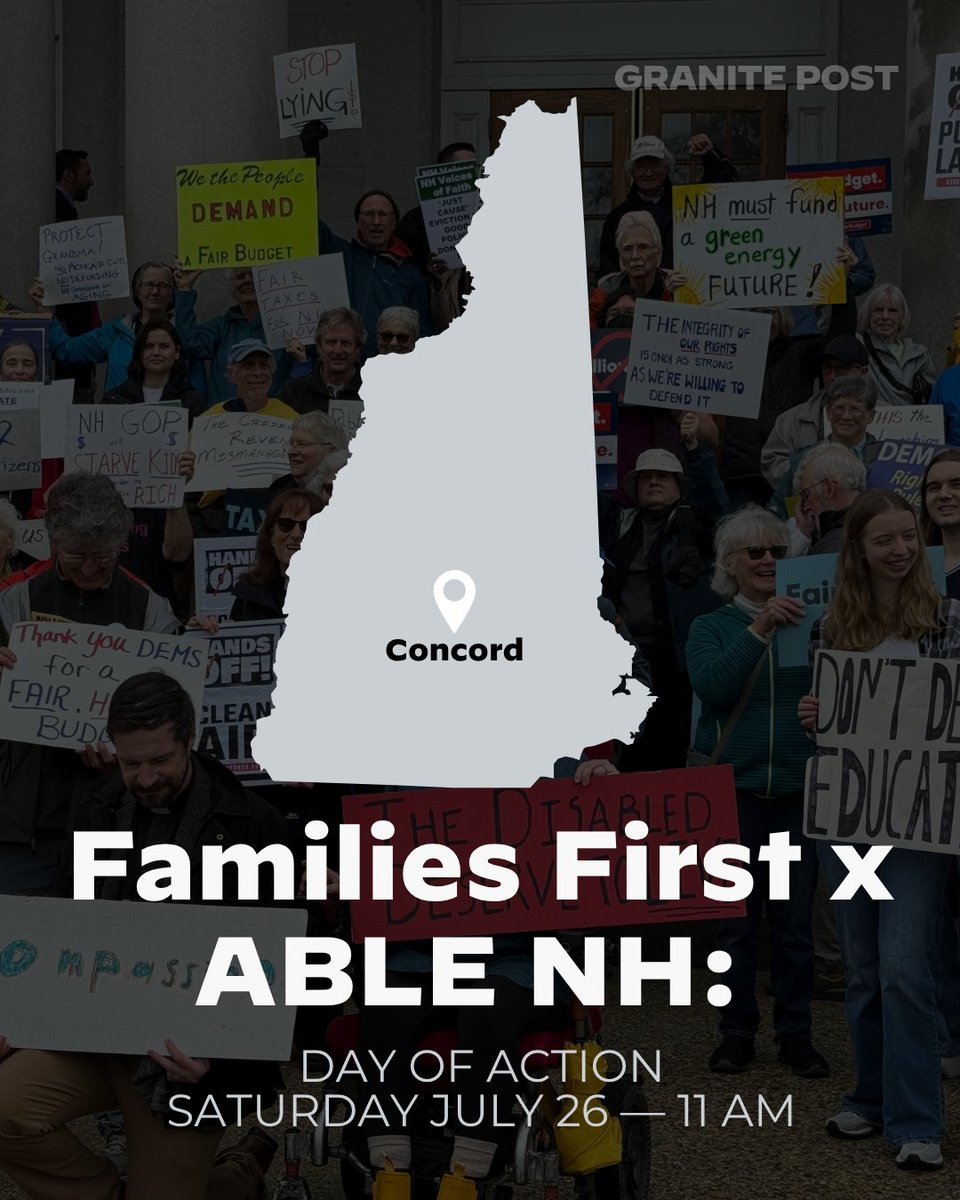 GranitePost's tweet image. From coast to coast, we’re rising up to say NO to the cruel GOP budget that:
❌Cuts Medicaid
❌Rips families apart through ICE raids
❌Strips care from kids, elders & immigrants
#CareNotCuts #FamiliesFirst #Medicaid #ImmigrantJustice #DisabilityRights