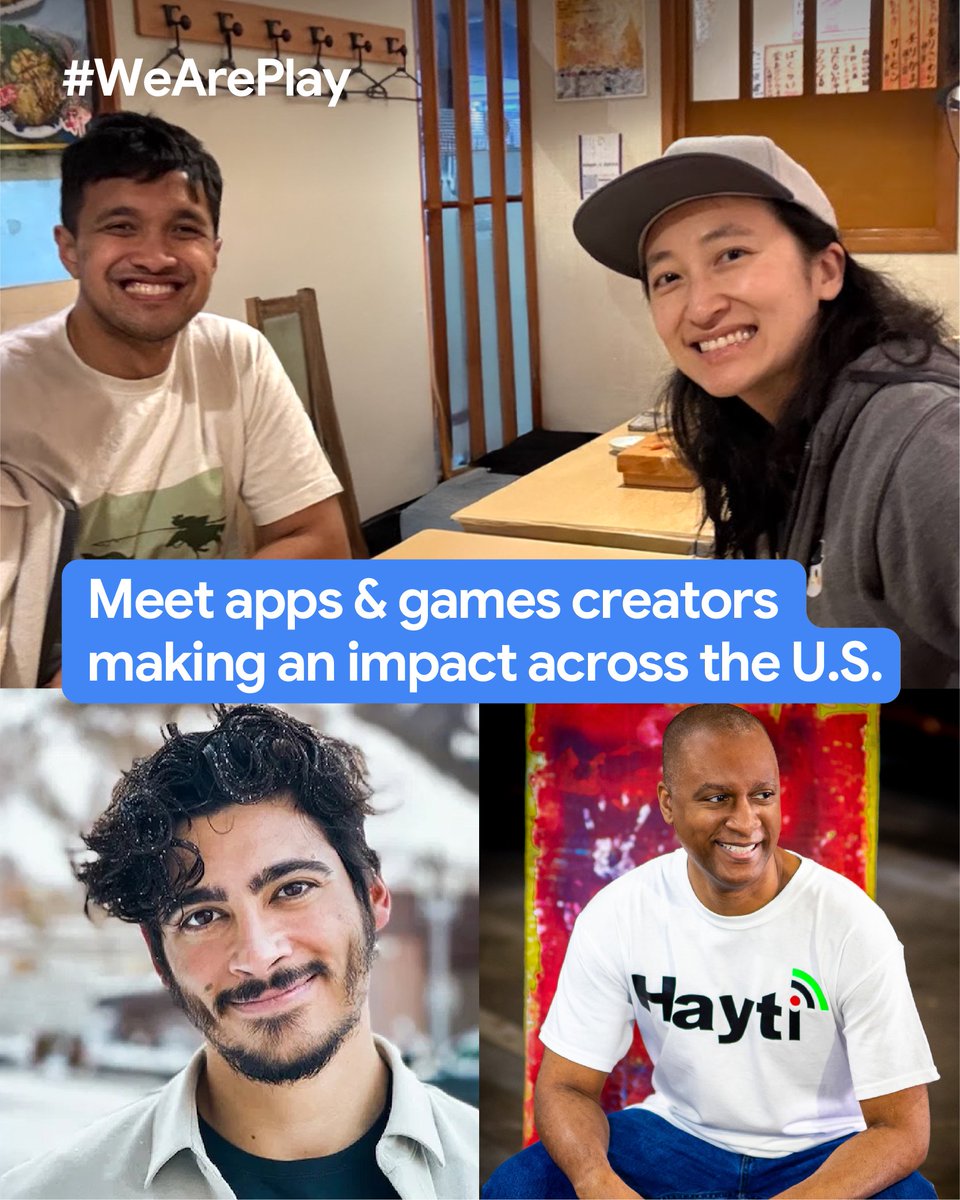 GooglePlayBiz's tweet image. They saw a problem &amp;amp; built the answer. Meet 20 new #WeArePlay U.S. founders making an impact like:
🐕 @finchcareapp: Making self-care more fun
🧑‍💻 @speechifyai: Turning text into accessible audio
🎧 @haytiapp: Amplifying underrepresented voices
Learn more→ g.co/play/weareplay