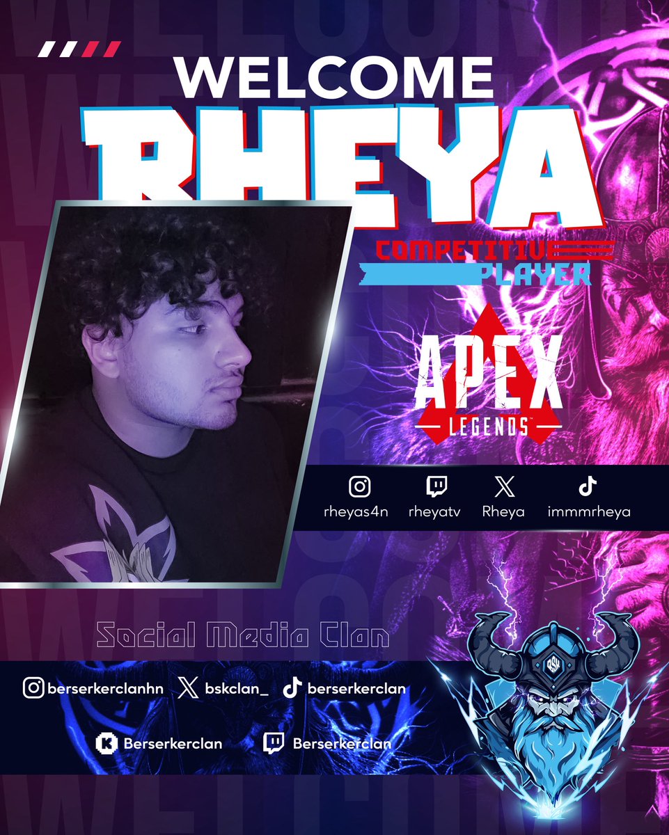 Berserker les comunica con orgullo que seguimos expandiéndonos y damos la bienvenida a nuestro nuevo jugador competitivo de APEX LEGENDS: <a href="/kender_flores/">Rheya</a> .
Esperamos que esta relación sea duradera y llena de logros. ¡Mucho éxito en todo, Rheya! 💙
🇭🇳

#WeAreBerserker 💙