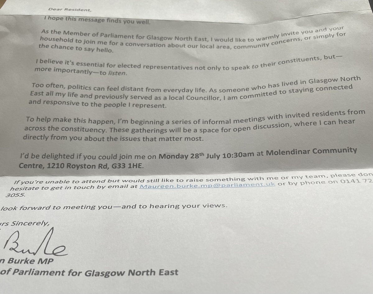 Jacqui_C_'s tweet image. I got this today from my MP Maureen Burke on HoC notepaper and paid for by us tax payers, inviting me to her very first meeting a yr into her job. She lied to my face then blocked me on here. This shower of hypocrites are a joke.