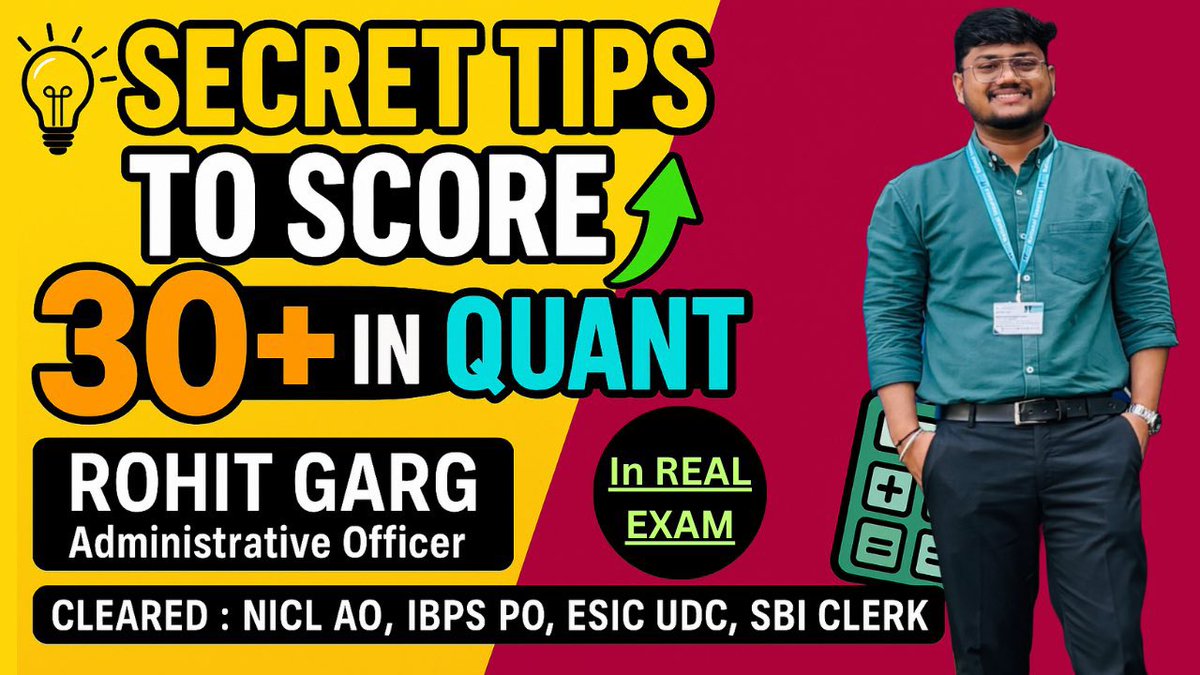 Gharsepathshala's tweet photo. 🔥SECRET Tips-How to Score 30+ in Quant | NICL AO, SBI PO, IBPS PO, RRB PO, IBPS Clerk,SBI Clerk Tips
https://t.co/SVo37pBMS9

#QuantForBankExams #quantitativeaptitude #gharsepathshala #quant  #bankexam #gharsepathshala #niclao #niclao2025 #ibpspo #ibpsclerk #sbipo #sbiclerk https://t.co/6o5D9m7wWr