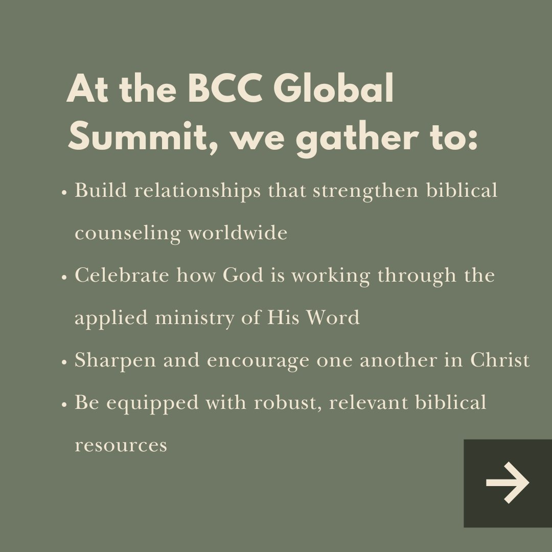 biblicalcc's tweet image. Biblical Counseling Coalition Global Summit
📅 Dec 2–5, 2025 | 📍 Mount Hermon, CA
What to expect:
- Encouragement
- Rest and refreshment
- Practical guidance
- Teaching and testimonies
Registration is open: biblicalcounselingcoalition.org/global-summit-…
Send this to someone you’d like to go with!