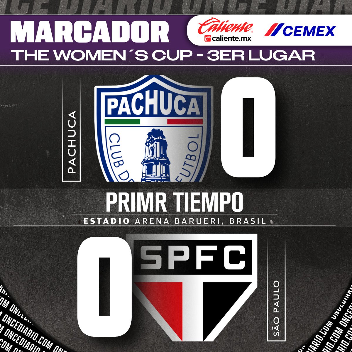 oncediariomx's tweet image. #TWC | 3ER LUGAR | Min 1’ ⏱

¡Rodó el balón! #Pachuca y #SãoPaulo se enfrentan en Brasil en busca del Tercer Lugar.

👉 Apuesta aquí bit.ly/CalienteEnOnce